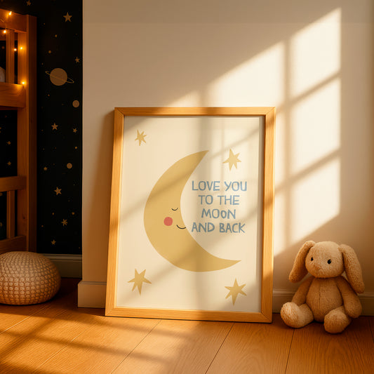 Love You to the Moon — Moon & Stars Nursery Print by Little Lemons Art — view 2