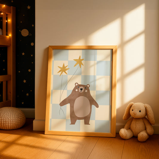 Bear with Stars Whimsical Nursery Wall Art