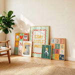 Framed Australian Nursery Gallery Wall print styled in a nursery