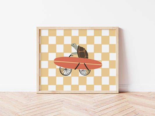 Surf Turtle Playful Nursery Print