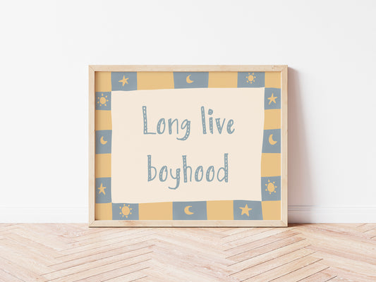Long Live Boyhood — Celestial Quote Nursery Print