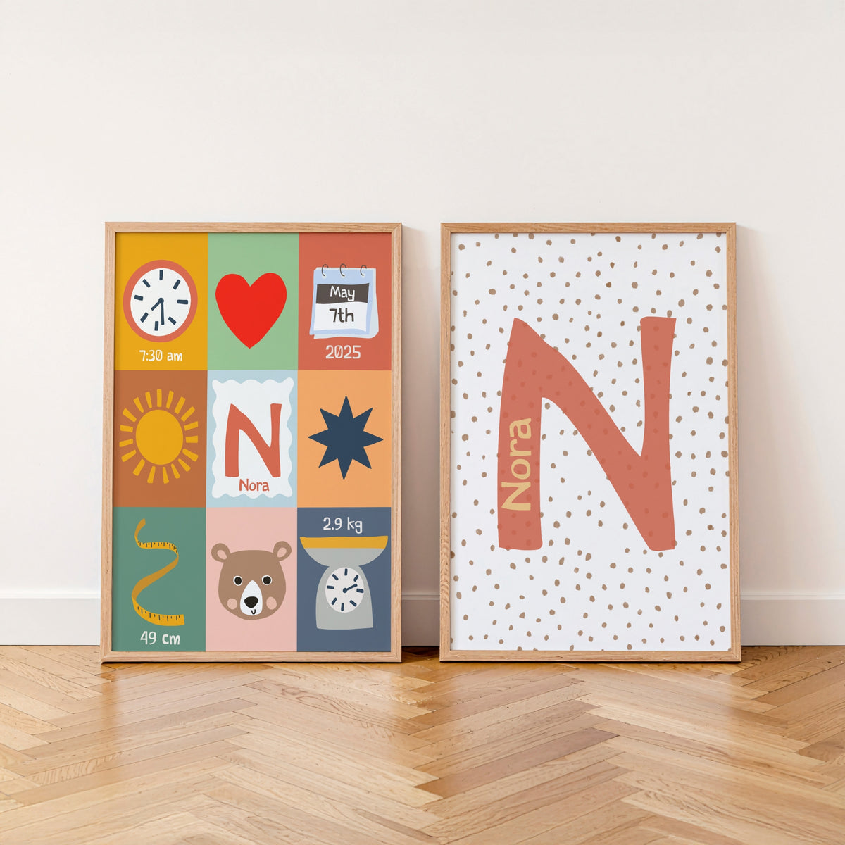 Framed Australian Nursery Gallery Wall print styled in a nursery