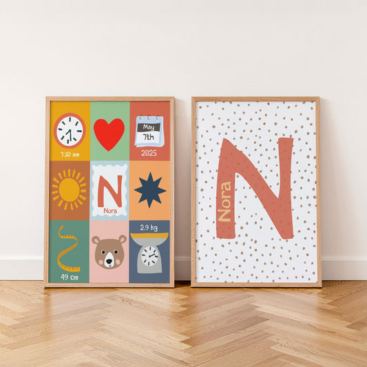 Framed Australian Nursery Gallery Wall print styled in a nursery