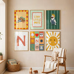Framed Australian Nursery Gallery Wall print styled in a nursery