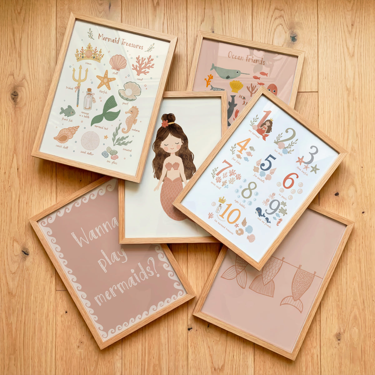Framed Mermaid Gallery Wall print styled in a nursery