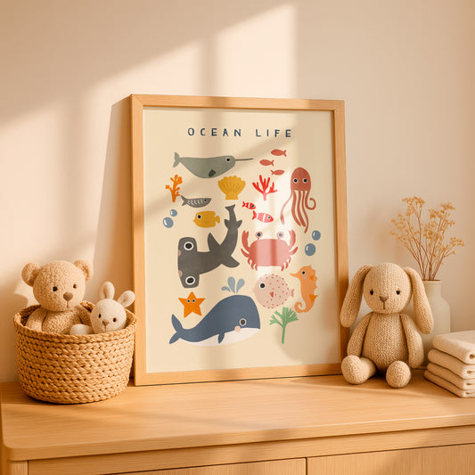 Ocean Life Poster, Sea Creatures Nursery Wall Art by Little Lemons Art — view 2