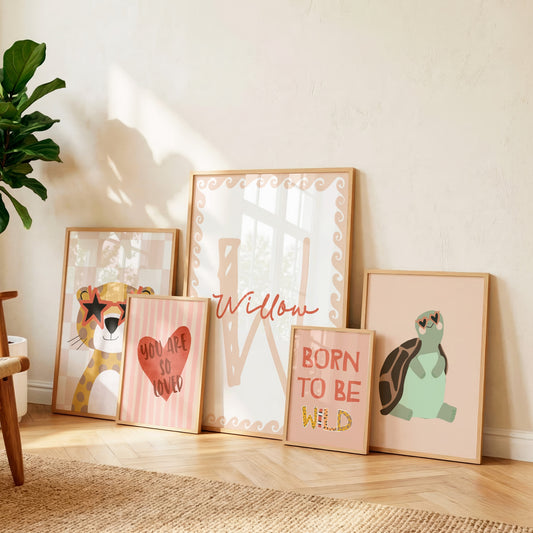 Framed Long Live Girlhood Gallery Wall print styled in a nursery