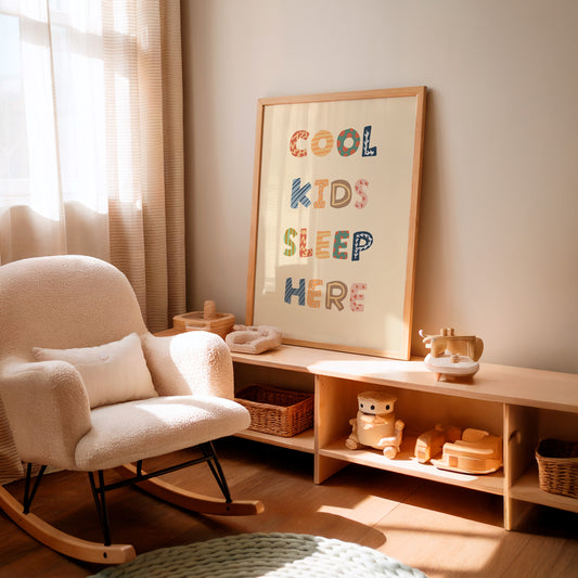 Cool Kids Sleep Here Playful Quote Nursery Wall Art