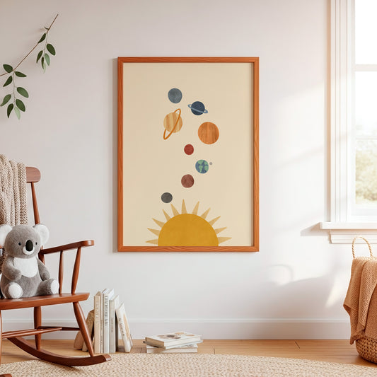 Boho Solar System — Whimsical Planets Nursery Print