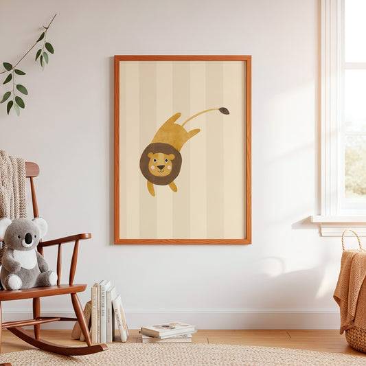 Playful Lion — Whimsical Safari Nursery Print