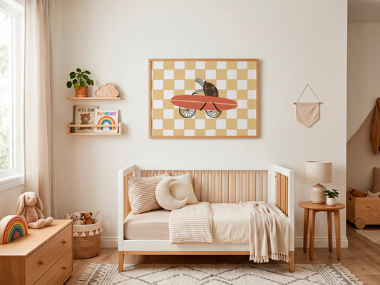 Surf Turtle Playful Nursery Print