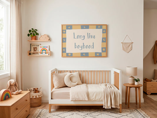Long Live Boyhood — Celestial Quote Nursery Print