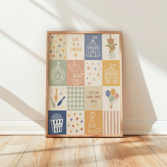 Life Is a Circus Print — Pastel Nursery Wall Art