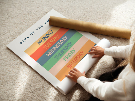 Days of the Week Educational Poster, Montessori Nursery Wall Art