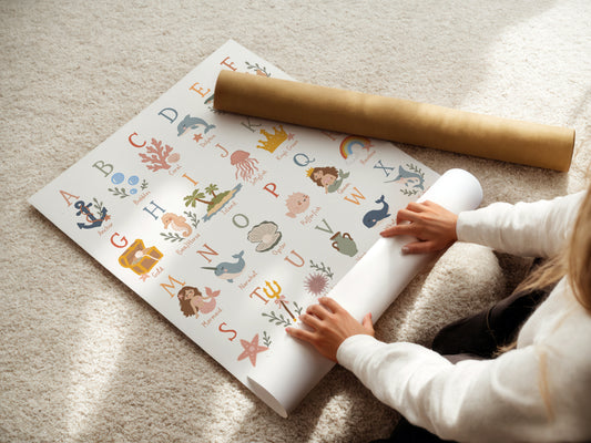 Mermaid Alphabet Poster | Boho Ocean ABC Nursery Print
