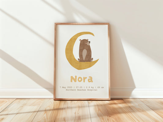 Personalised Birth Print — Baby's First Keepsake by Little Lemons Art