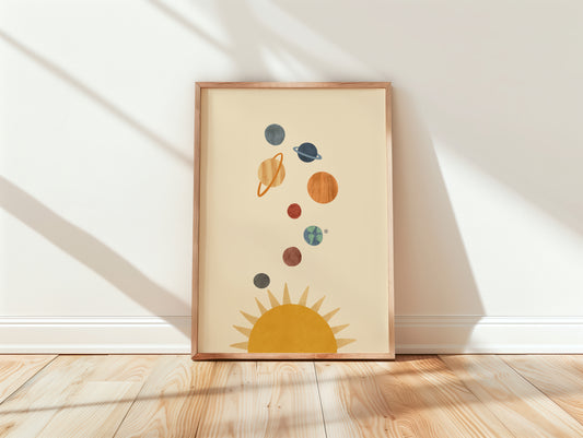 Boho Solar System — Whimsical Planets Nursery Print