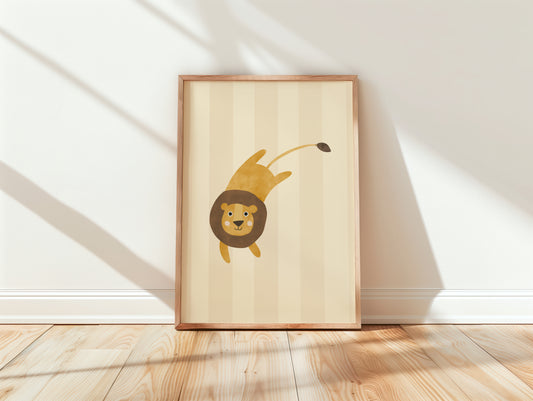 Playful Lion — Whimsical Safari Nursery Print