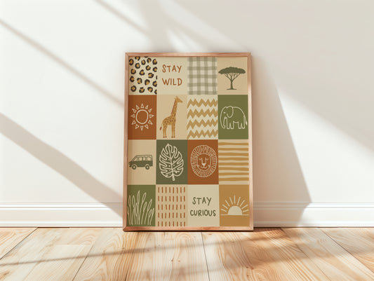 Safari Nursery Print — Stay Wild, Stay Curious